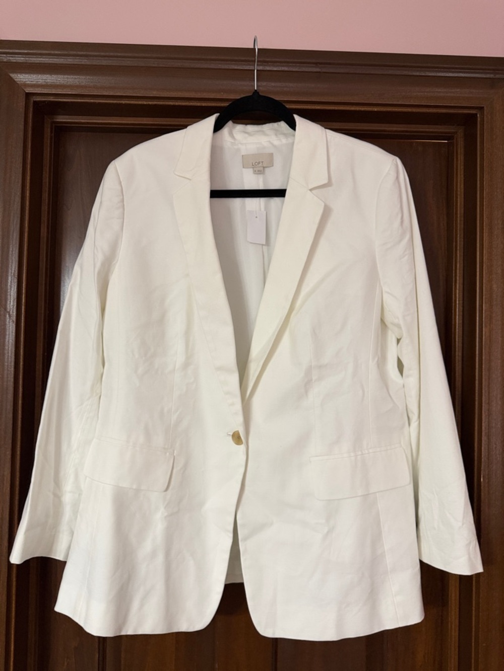LOFT White Single-Button Notch Lapel Blazer